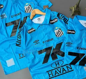 Sky-Blue Santos FC 2025/2026 Third/Away Player-Version Soccer Jersey
