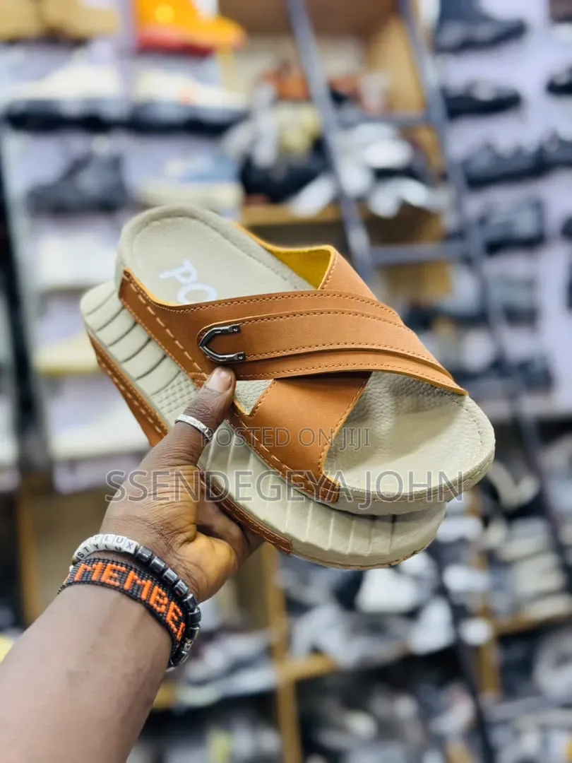 Polex Cross-Strap Leather Sandals