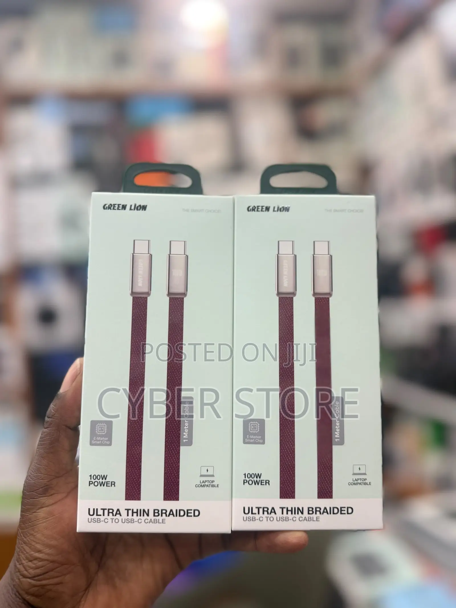 Green Lion Ultra Thin Braided USB-C to USB-C Cable (100W, 1 Meter