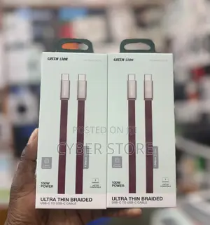 Green Lion Ultra Thin Braided USB-C to USB-C Cable (100W, 1 Meter
