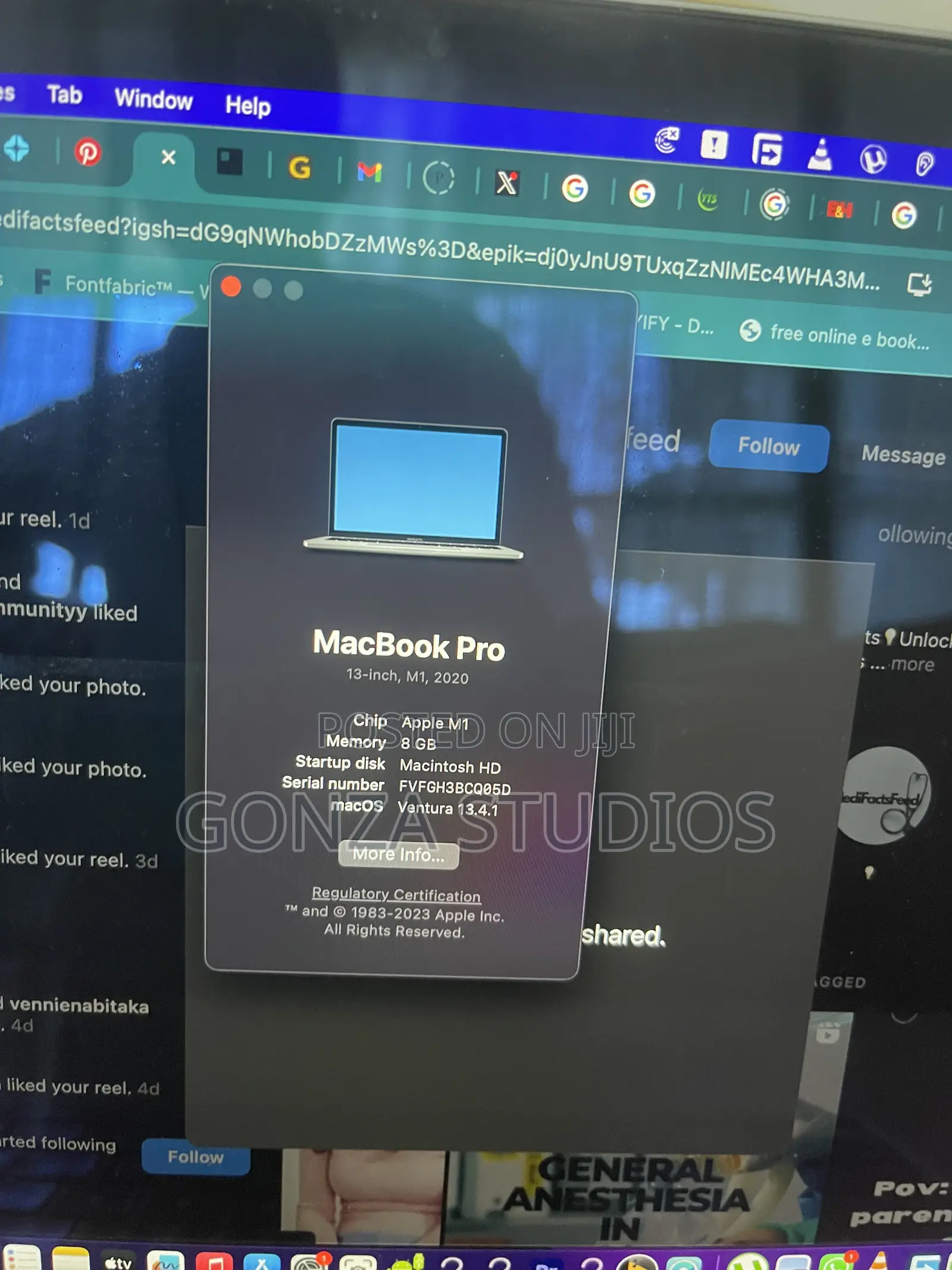 Laptop Apple MacBook Pro 8GB Apple M1 SSD 250GB