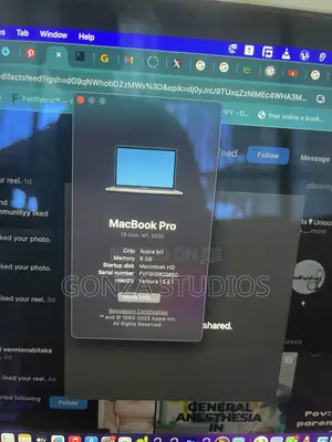 Laptop Apple MacBook Pro 8GB Apple M1 SSD 250GB
