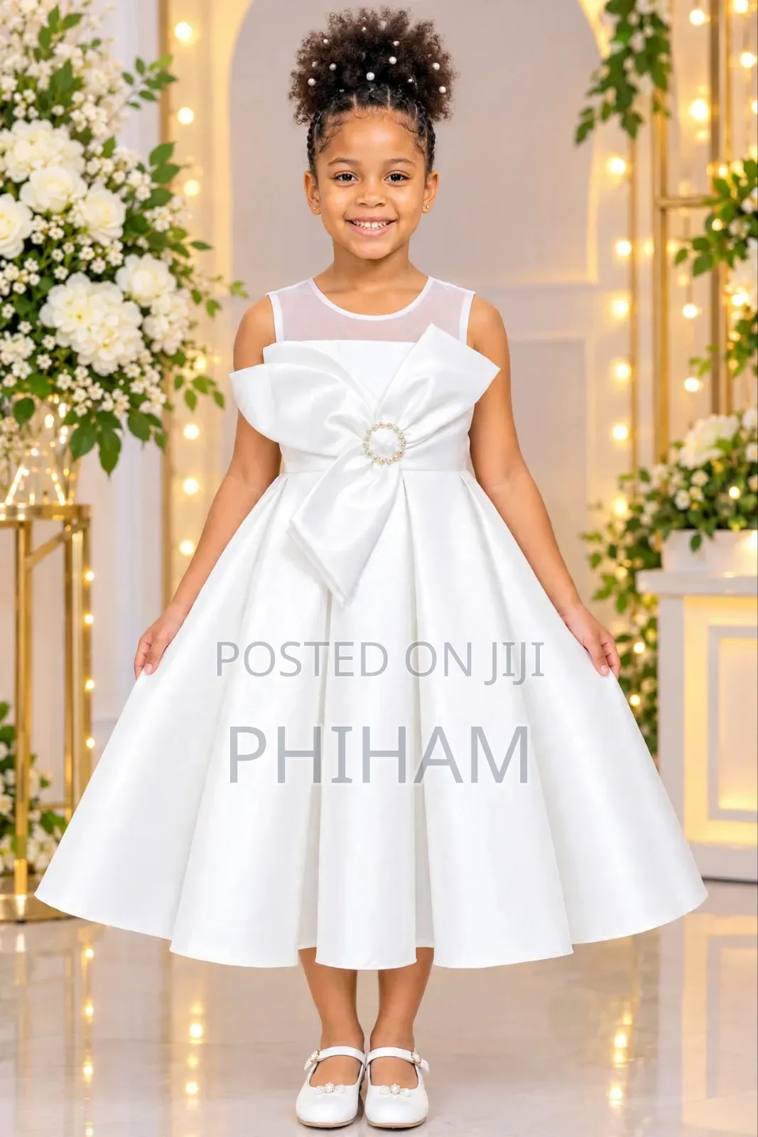 Girls Pretty White Party Dress