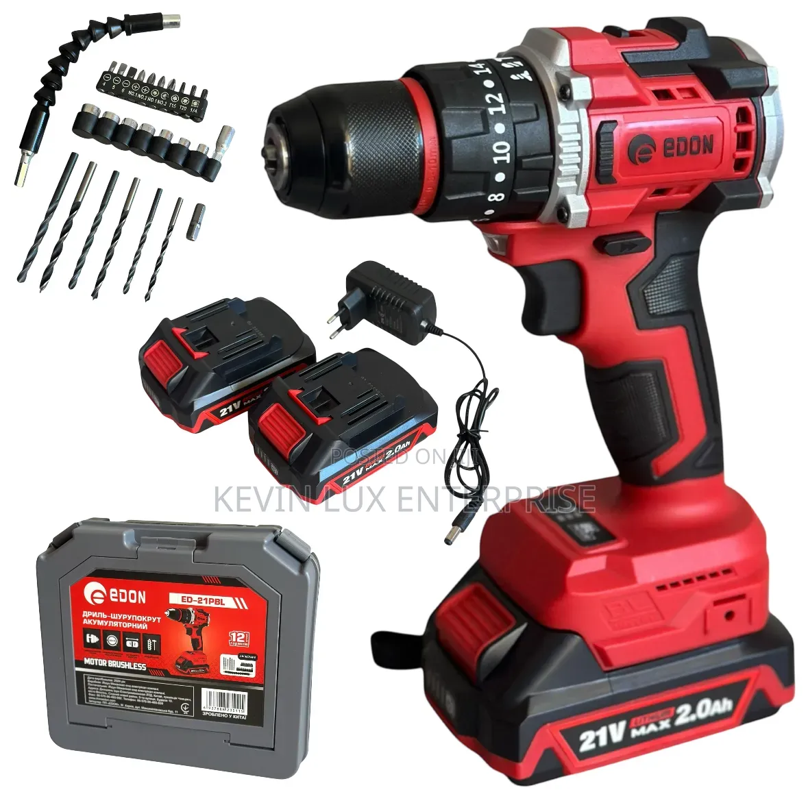 Cordless Drill Two Battery 21v Edon
