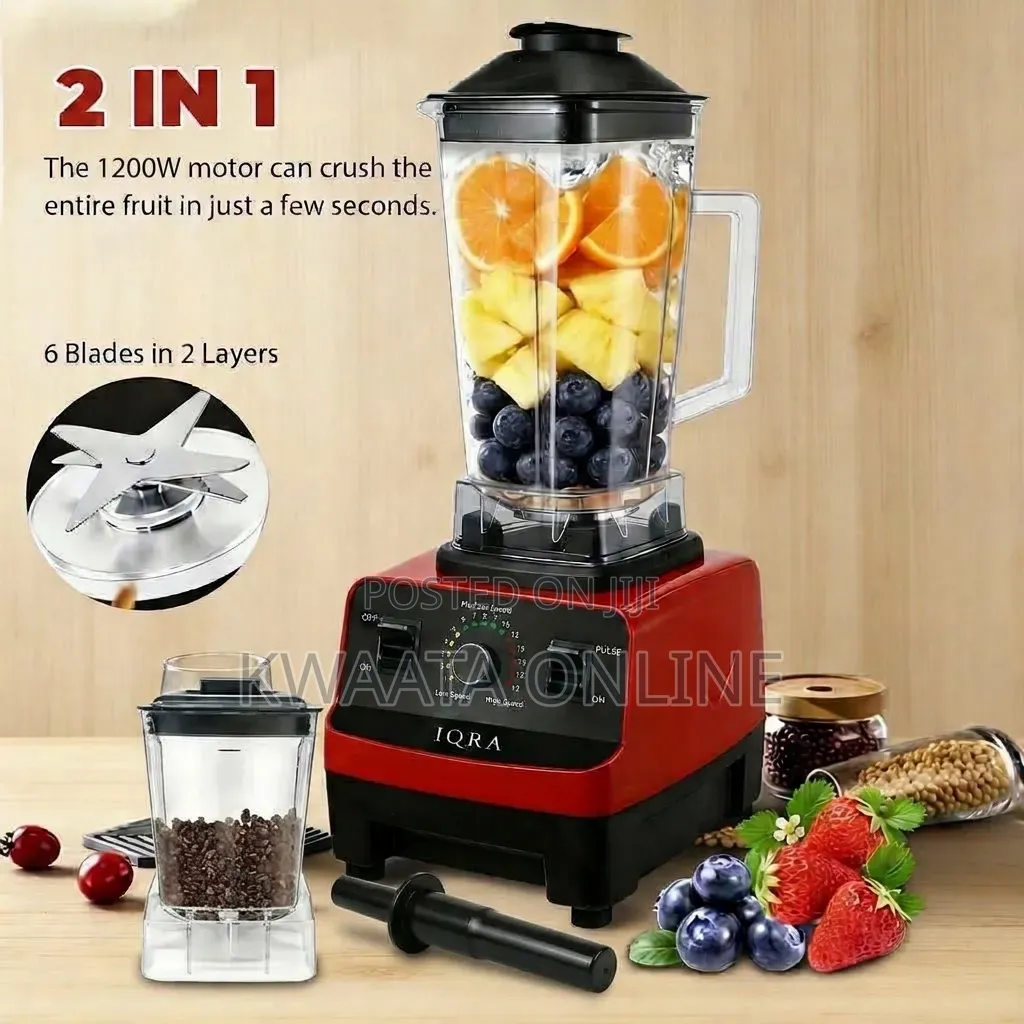 2 in 1 IQRA Multifunctional Heavy-Duty Blender & Grinder, 1200W