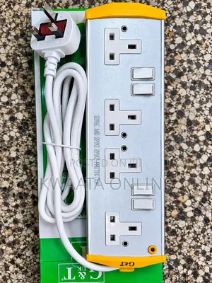 G & T Metallic Extension Cable- 2500W Heavy Duty - 4 Sockets