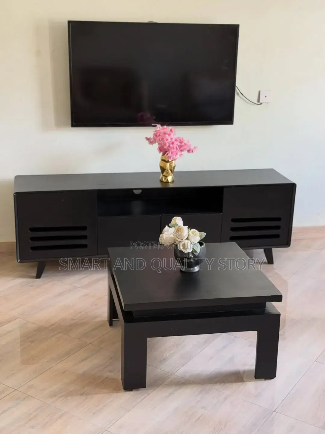 2-in-1 TV Stand +Coffee Table Set -Drowers Storage-Freezer