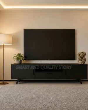 Black Tvstand 6ft TV Stand Unit Storage Black