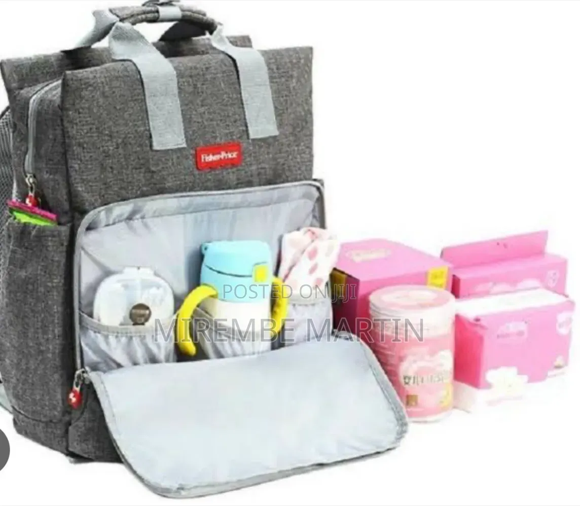Gray Fisher-Price Large Baby Diaper Bag Backpack