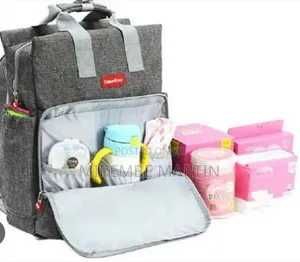 Gray Fisher-Price Large Baby Diaper Bag Backpack