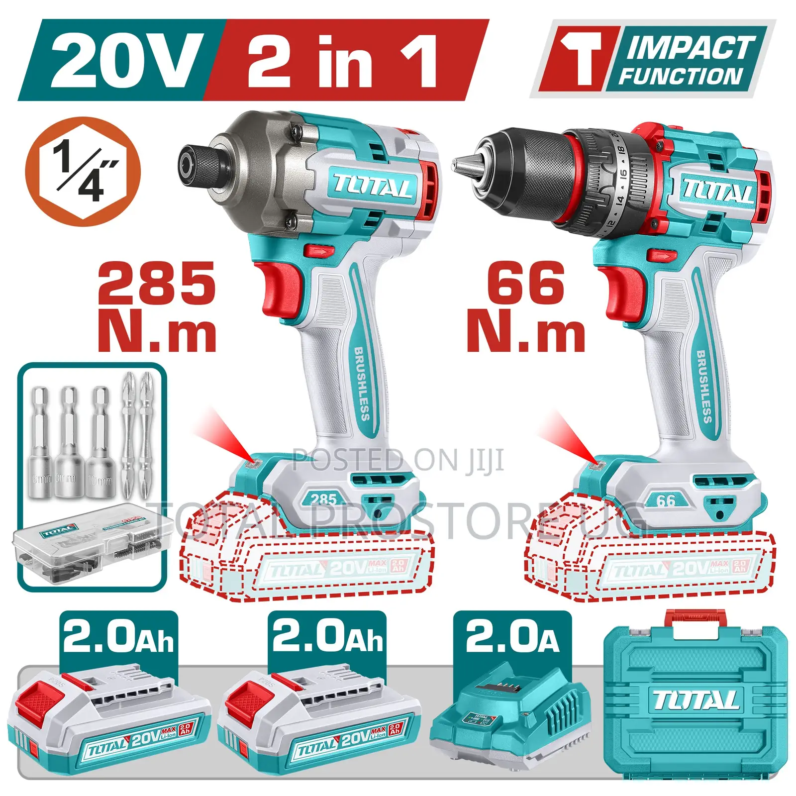 Tckli20277 - Cordless 2 PCS Combo Kit 20v/66 n.m
