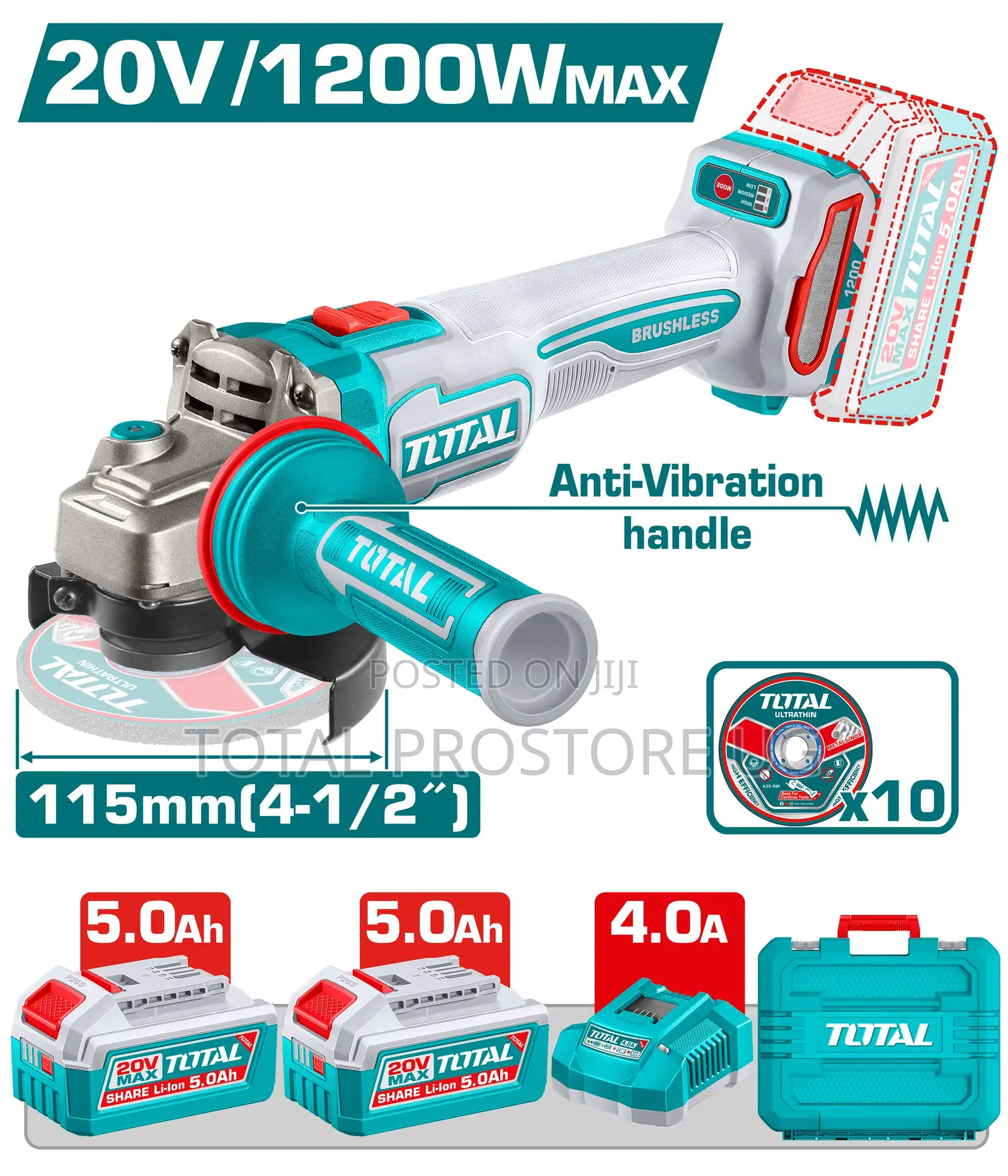 Tagli - Cordless Angle Grinder 20v/1200w 115mm(4-1/2")