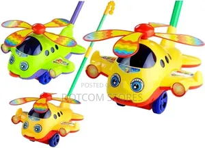 Colorful Cartoon Helicopter Push-Along Toy