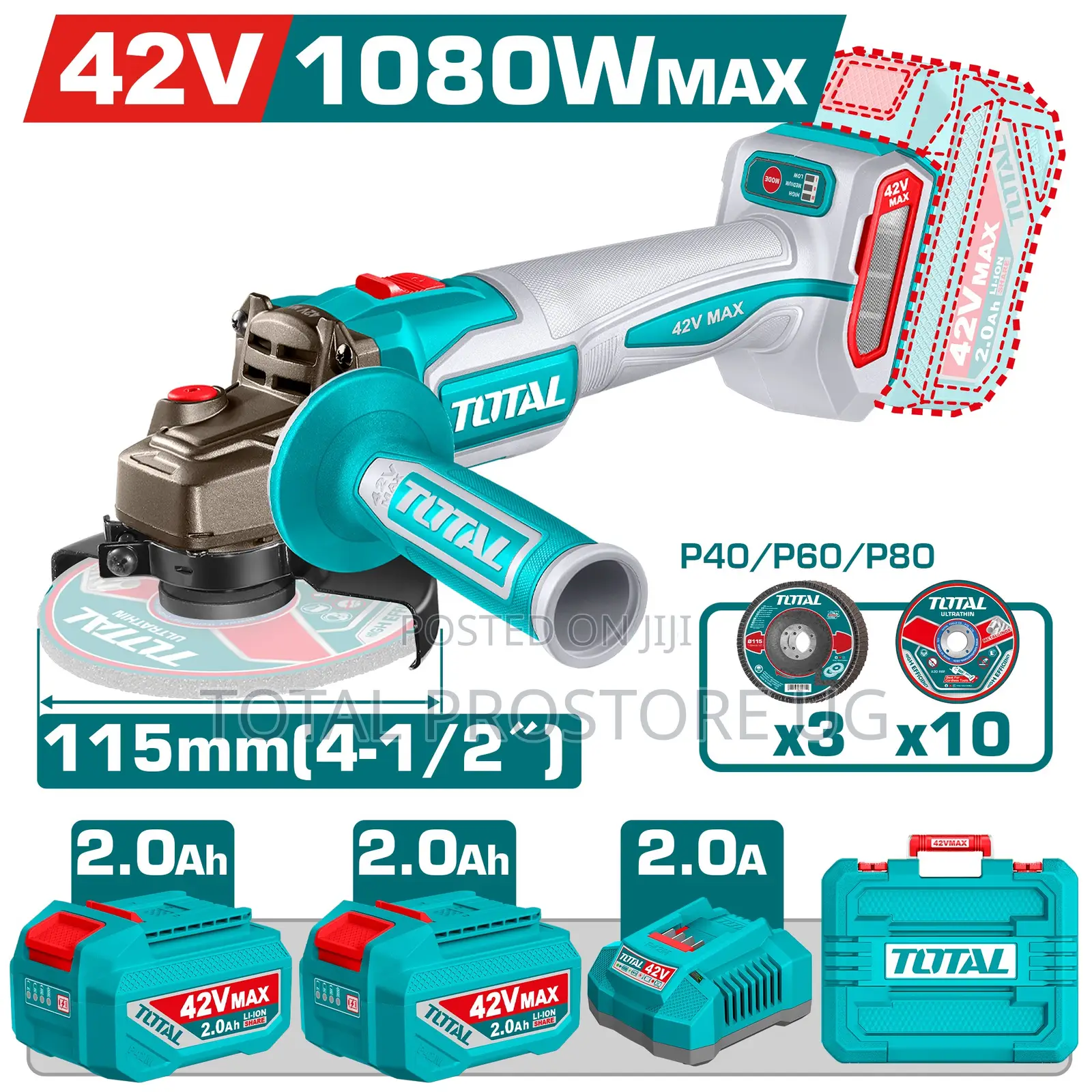 Tagli - Cordless Angle Grinder 42v/1080w 115mm(4-1/2")