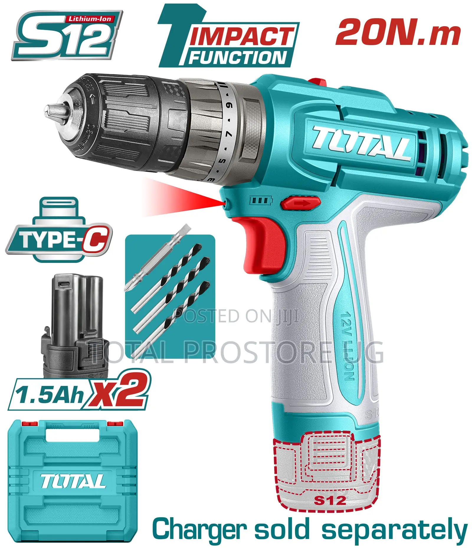 Tidli12206 - Cordless Impact Drill 12v/20n.m