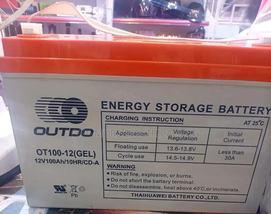 OUTDO 100ah/12volts Gel Battery.