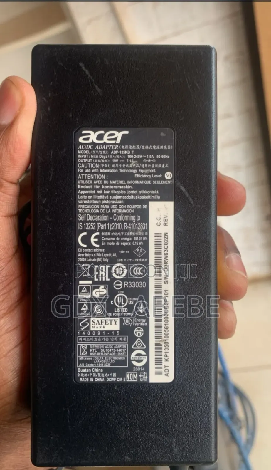 Original Acer Brand Delta 135W AC Power Adapter 5.5mmX1.7mm Gaming