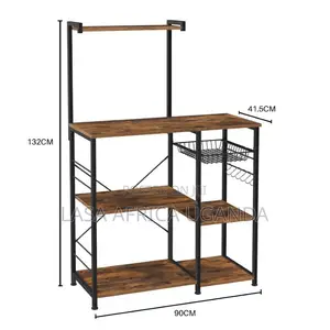 Lazava Bakers Rack Coffee Station Microwave Ove.