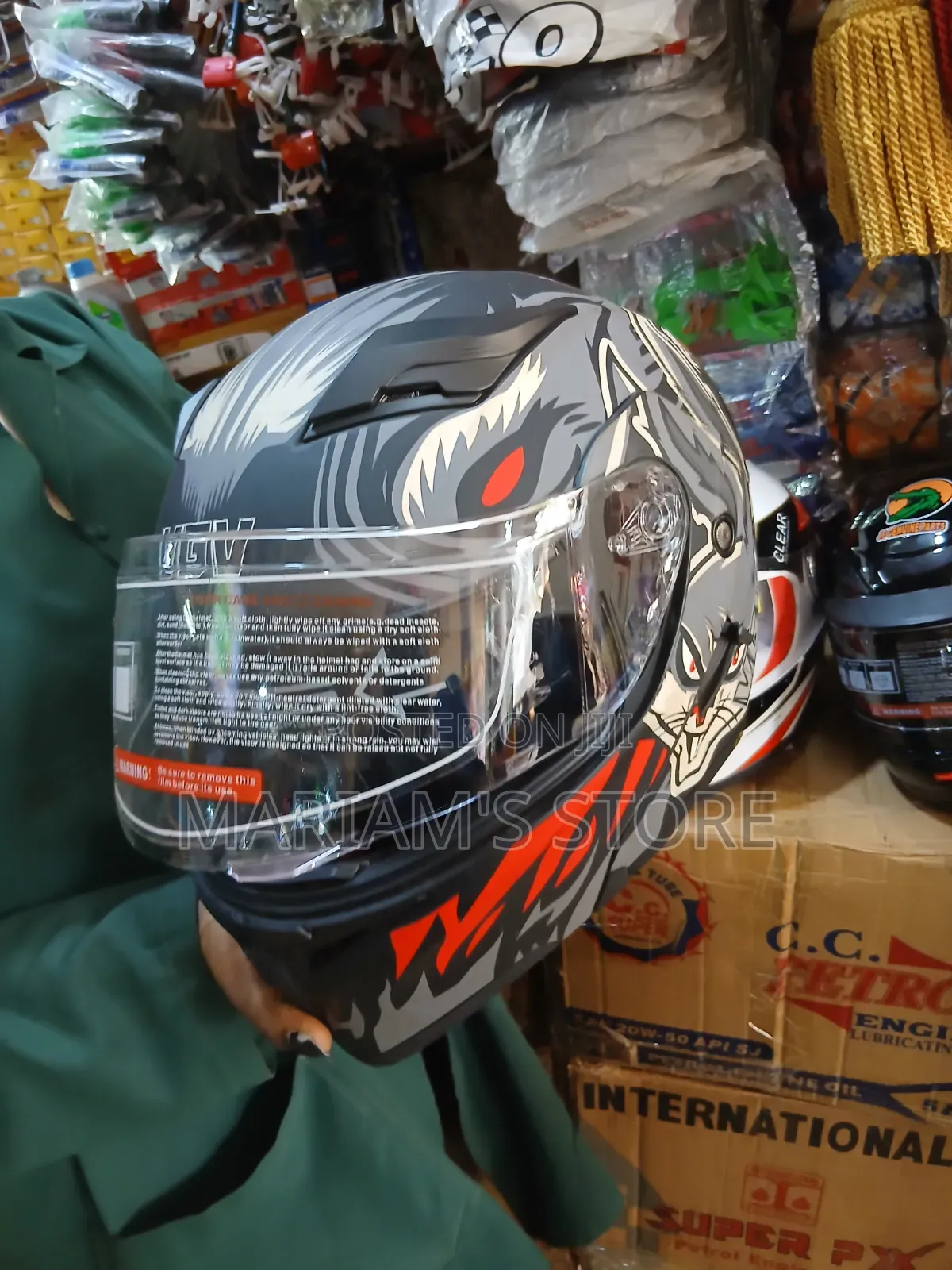 Grey and Black Motorcycle Helment