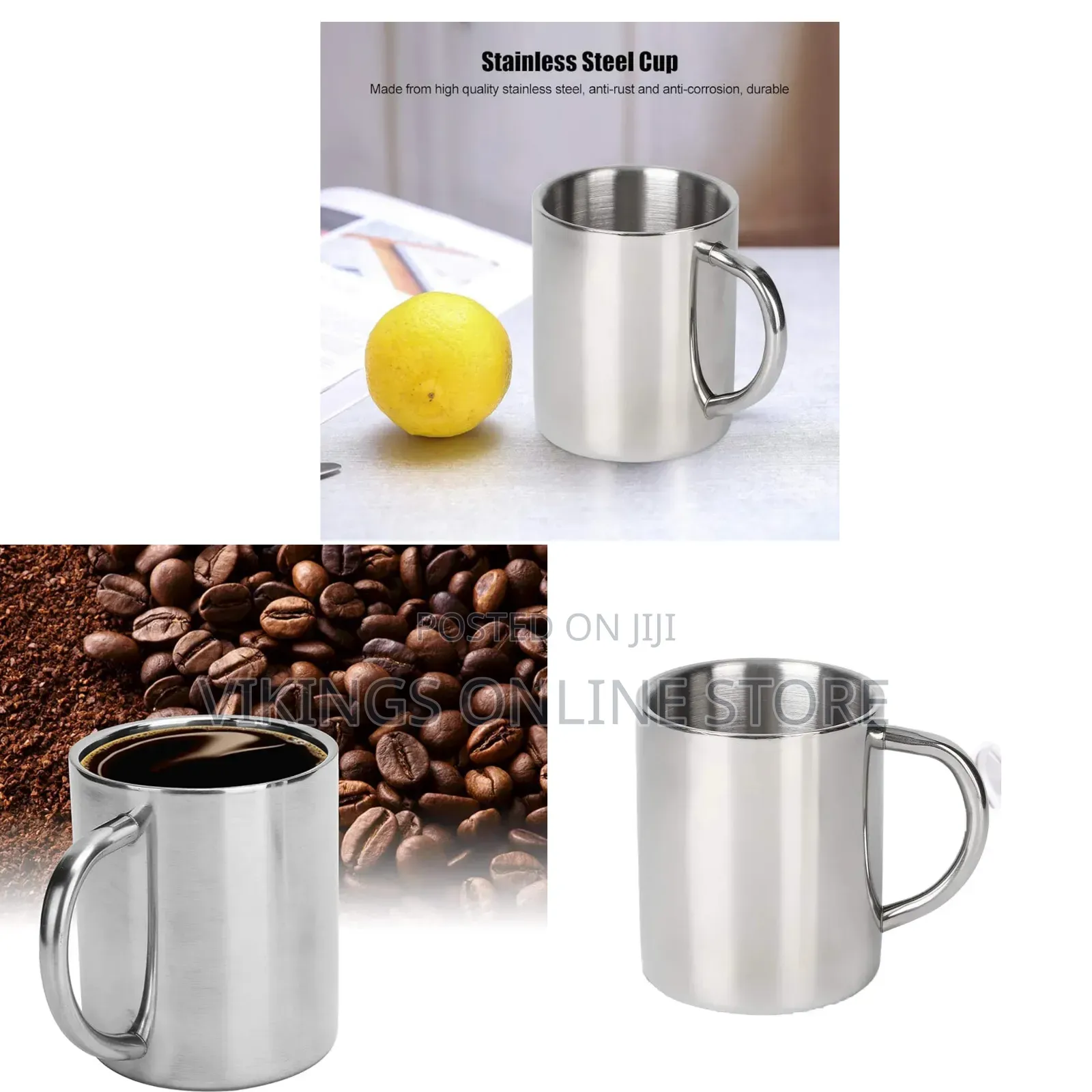 12 PCS Double-Walled Stainless Steel Coffee Mug (300ml)