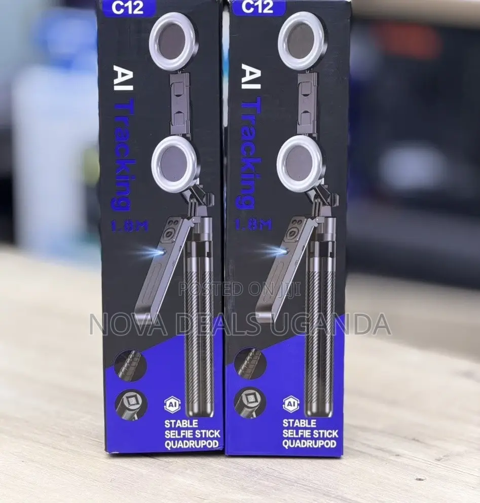C12 AI Face Tracking Tripod 1.8M Selfie Tripod With Lights for Phones