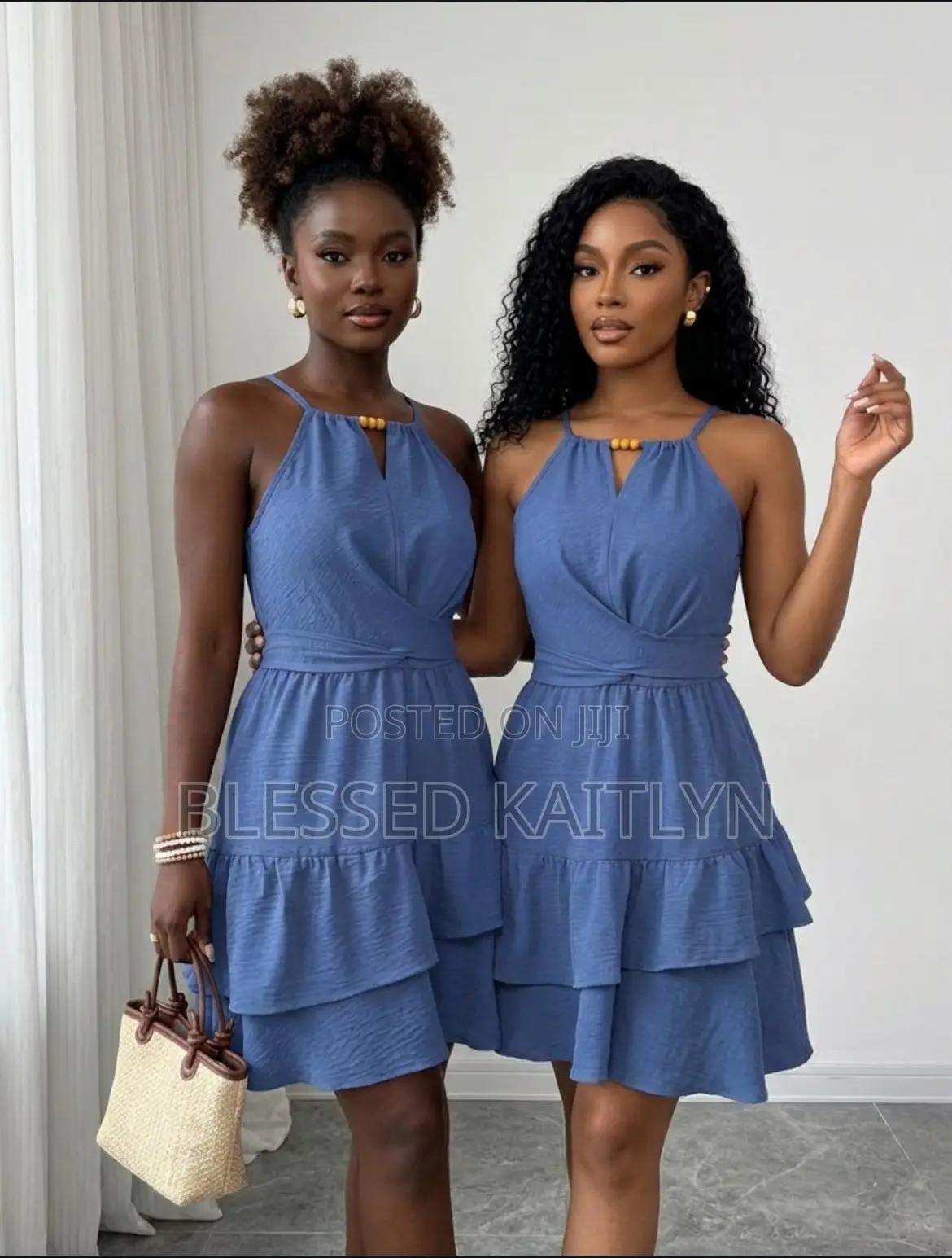 Beaded Halter Tiered Mini Dress