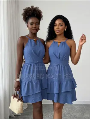 Beaded Halter Tiered Mini Dress