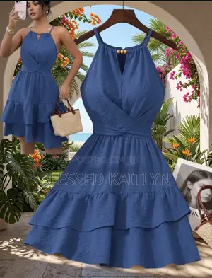 Beaded Halter Tiered Mini Dress