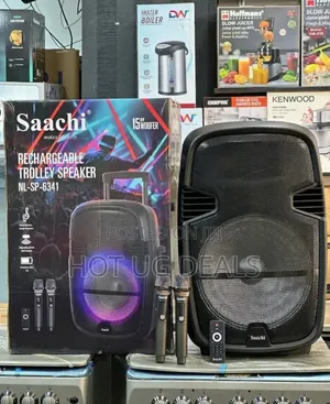 Saachi 15" Rechargeable Trolley Speaker (NL-SP-6341) With 2 Mics