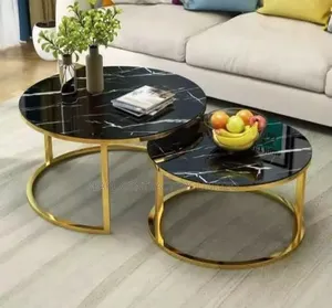 Center Tables/Two Piece Marble Top Round Center Tables /-