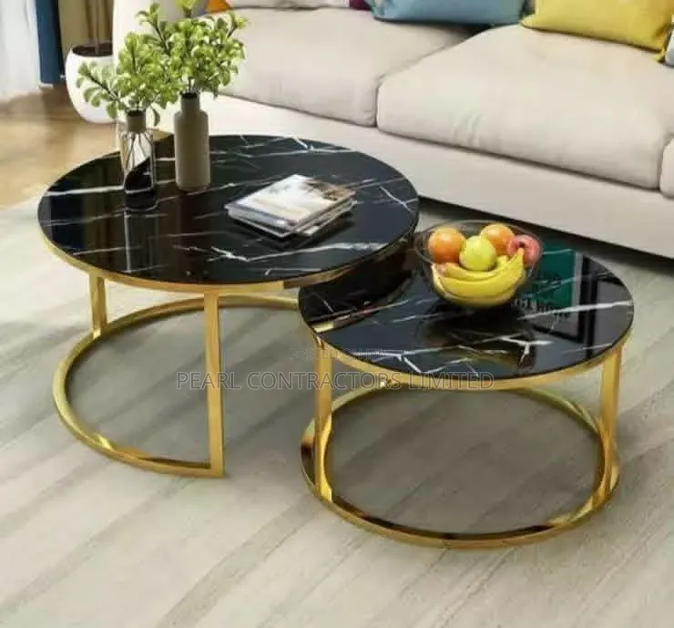 Center Tables/Two Piece Marble Top Round Center Tables /-