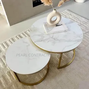 Center Tables/Two Piece Marble Top Round Center Tables /-