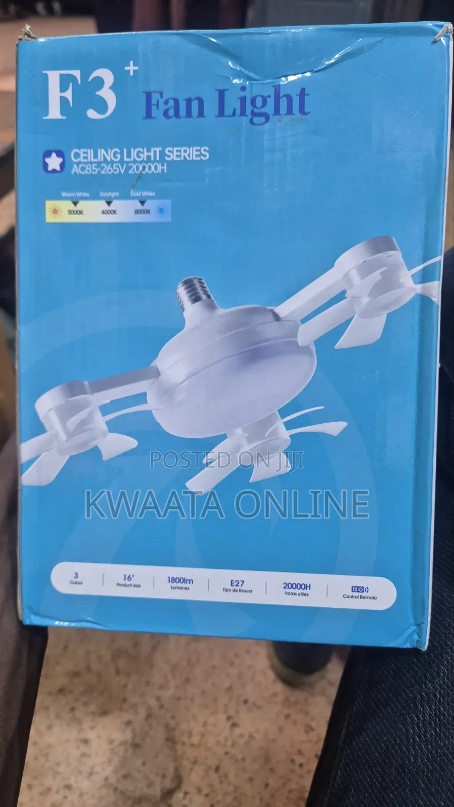 Drone Fan Light – 3-Blade Ceiling Fan With LED Light & Remote