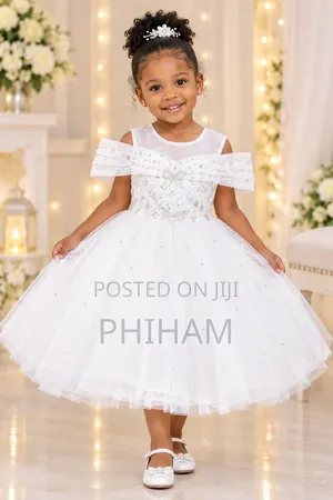 Girls White Party Dress.