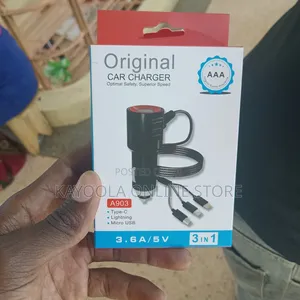 3-in- 1 Car Charger Adapter Multi- Connector Cable 3.6A