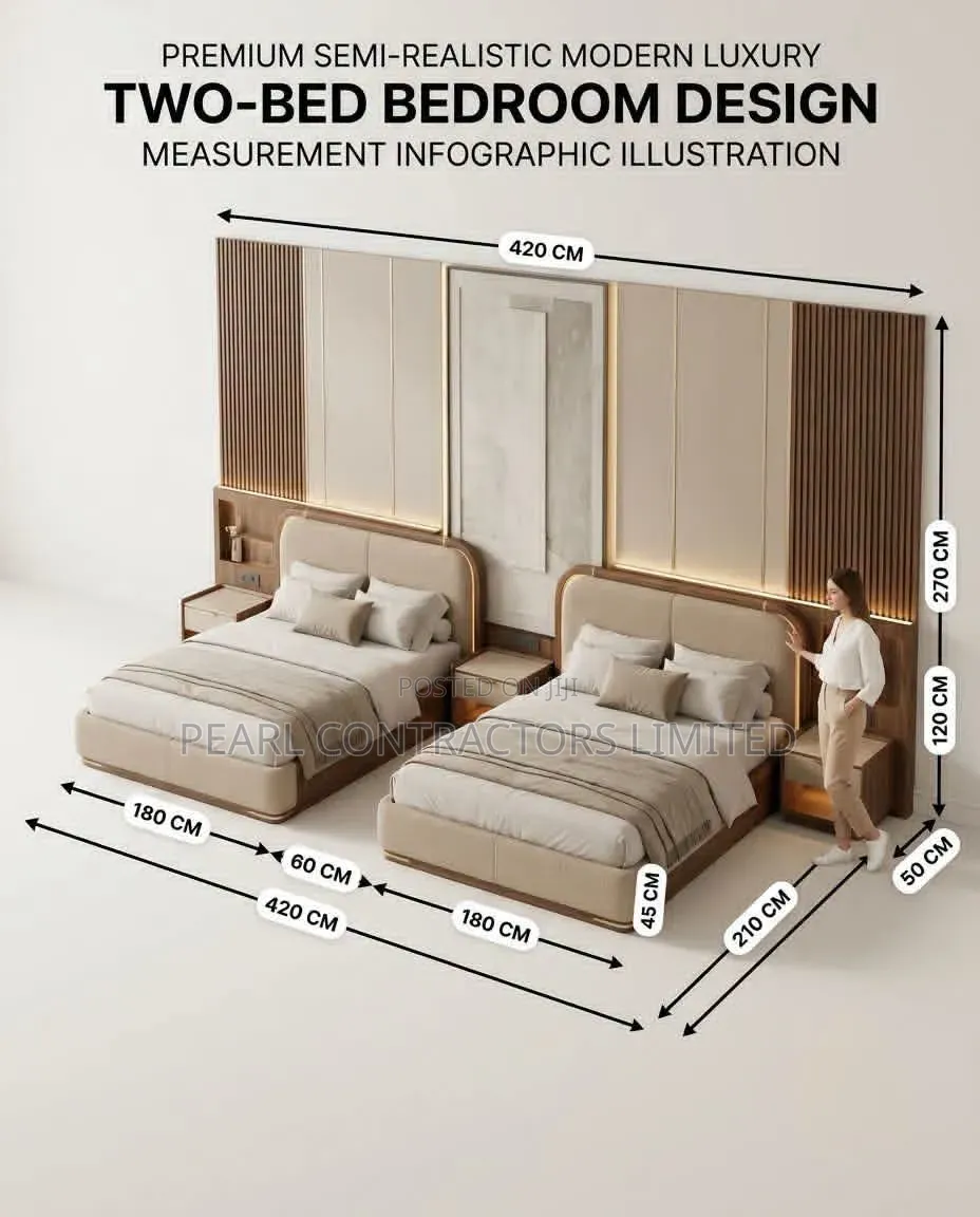 Beds/Twin Beds Bedroom Setup From 3,000,000/- In Any Colour