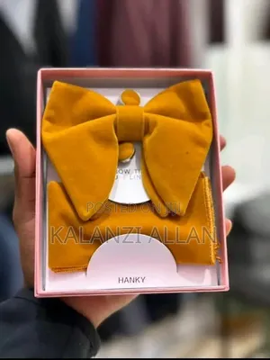 Bow Tie Set With a Pocket Square, a Pair of Cufflinks and a Bow Tie