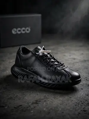 Black Ecco Soft Zero Leather Lace Up Sneakers