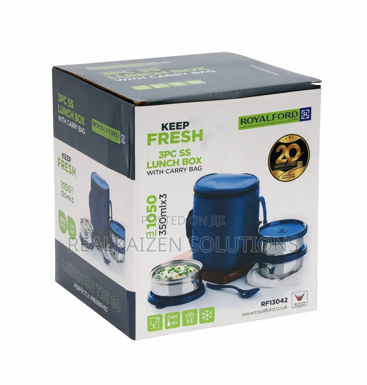 ROYALFORD 3pcs Stainless Steel Lunch Box With Insulated Carry Bag