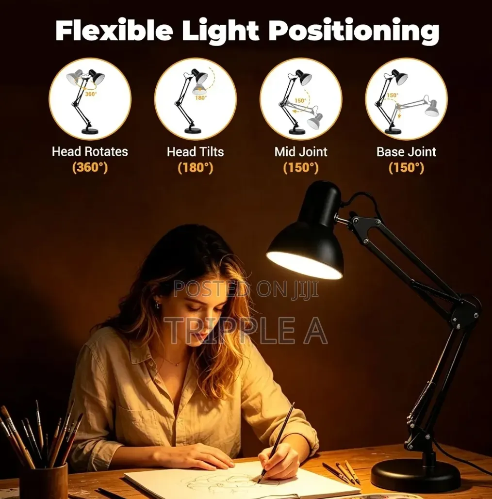 Multi-Joint Desk Lamp With Metal Clamp Base