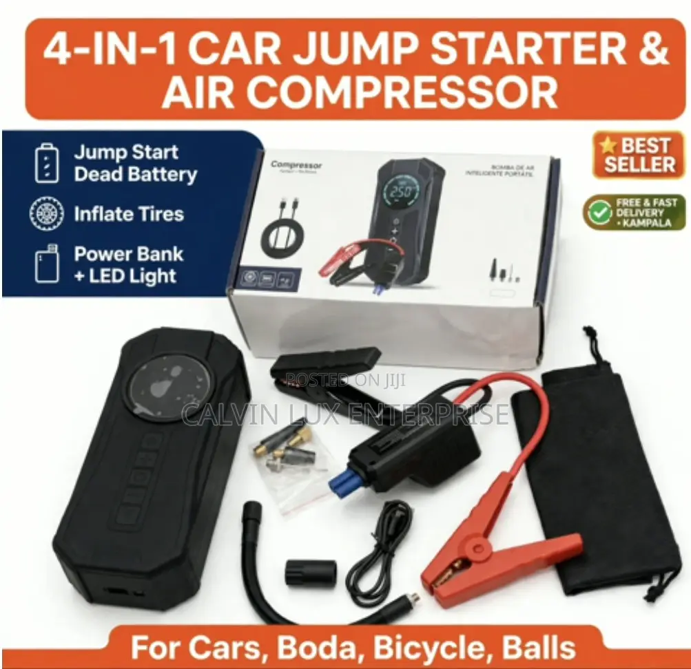 4-in-1 Portable Car Jump Starter + Air Compressor