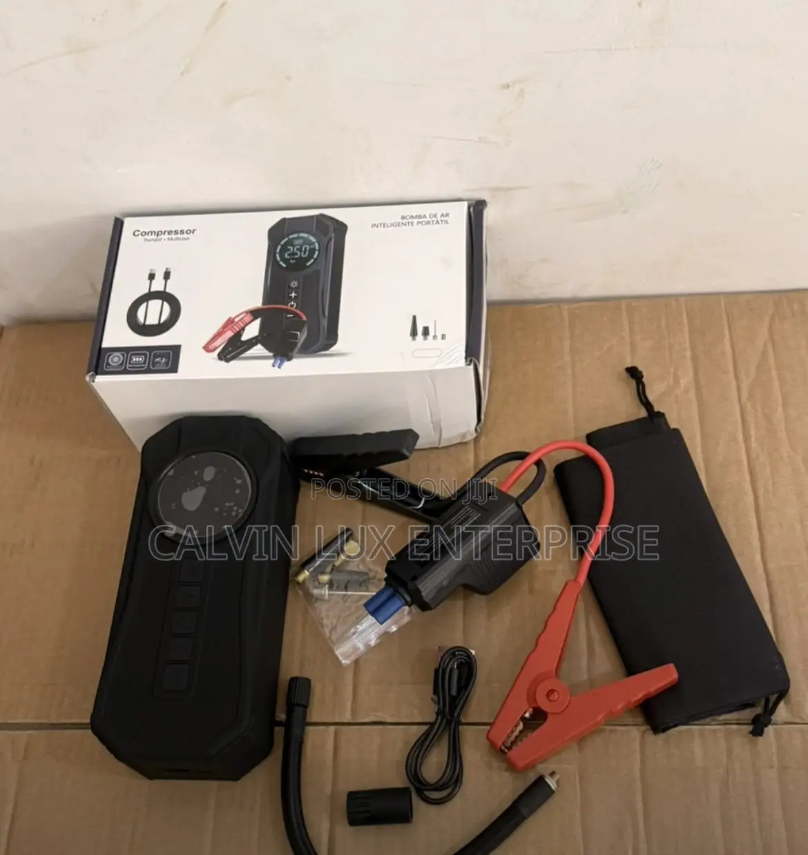 4-in-1 Portable Car Jump Starter + Air Compressor