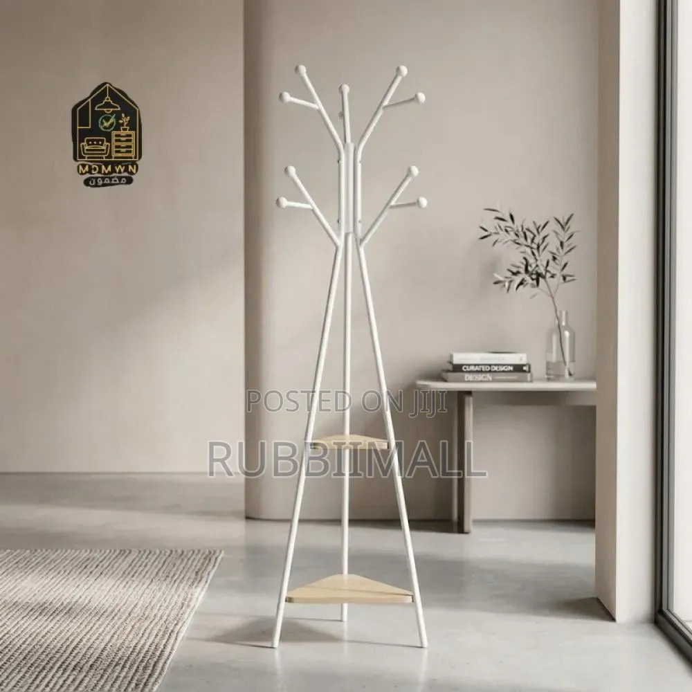 Metallic Coat Rack With Triangular Shelves