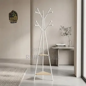 Metallic Coat Rack With Triangular Shelves