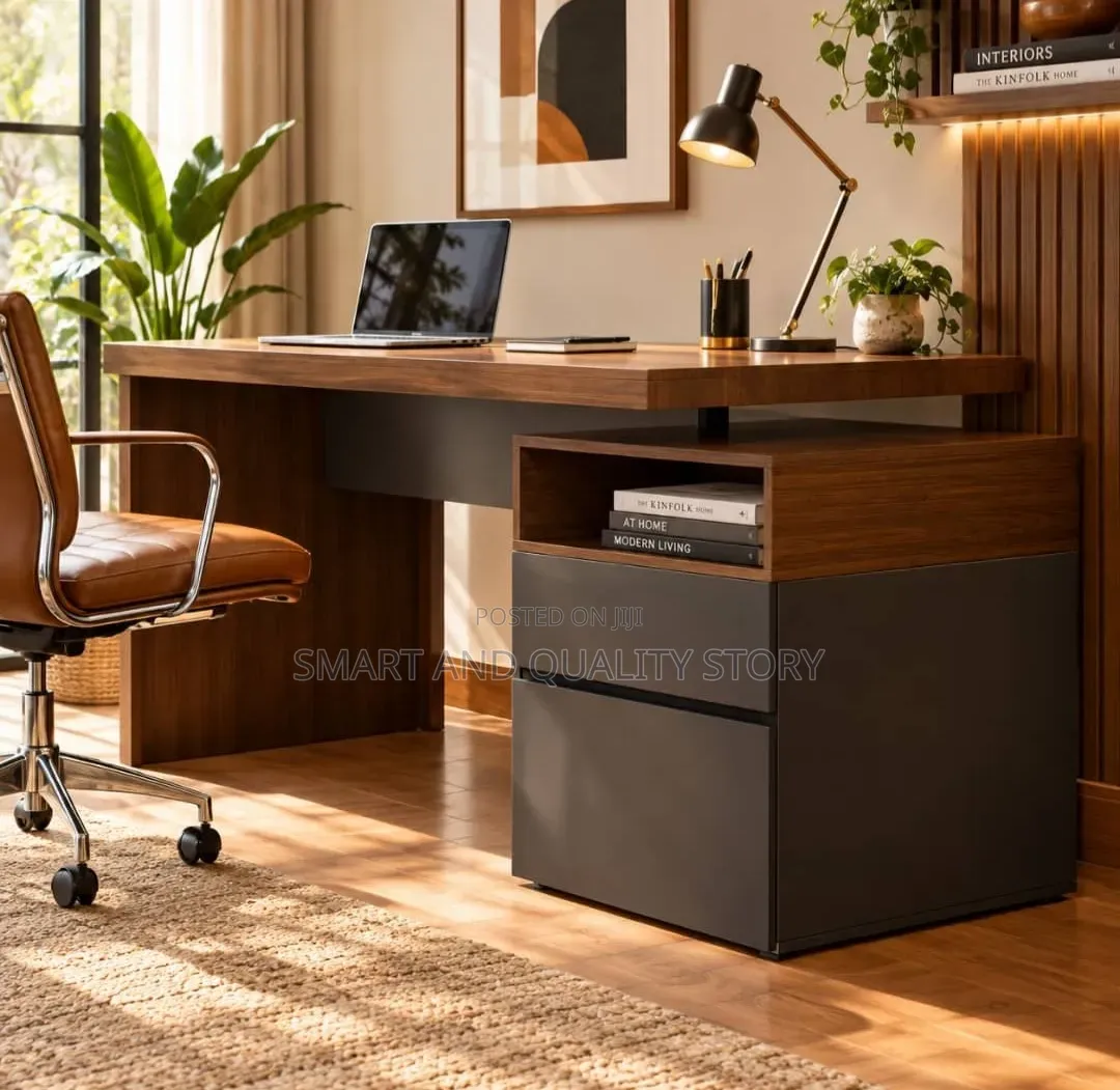 Modern Office Desk-120cm-White Black-Free Delivery Around Kampala
