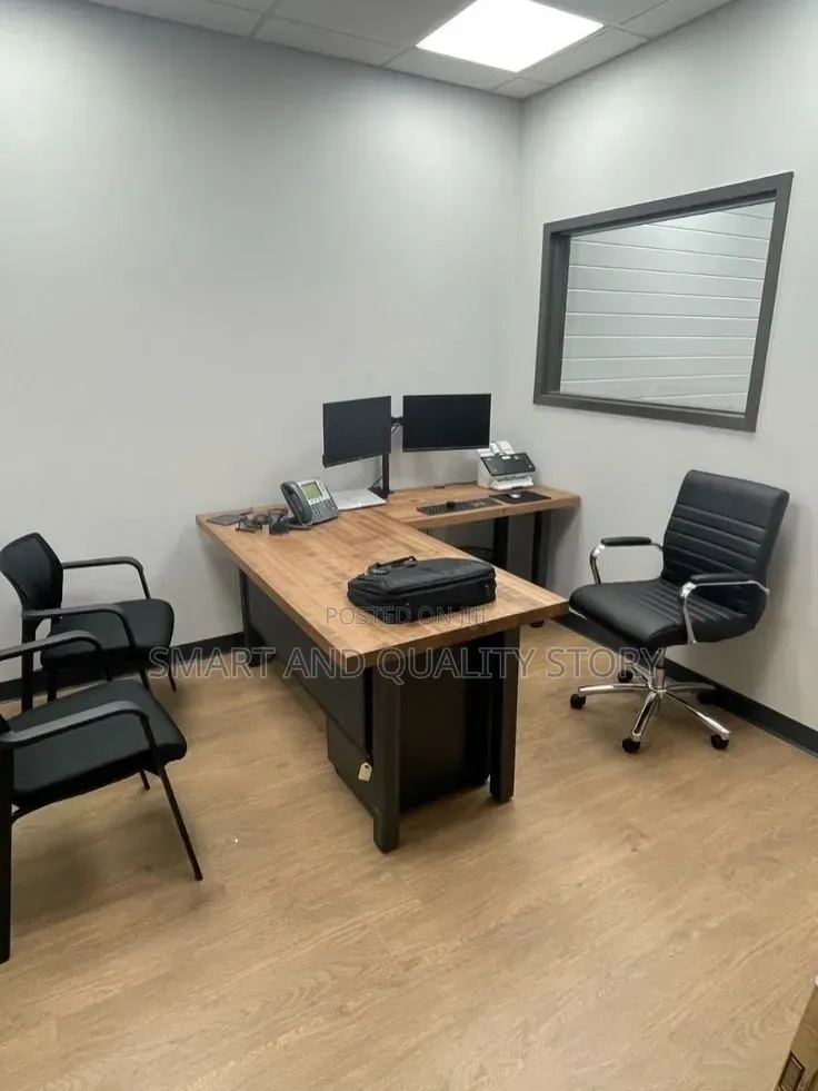 Office Desk 120cm Brown Top+X White in Flont/Study Modern