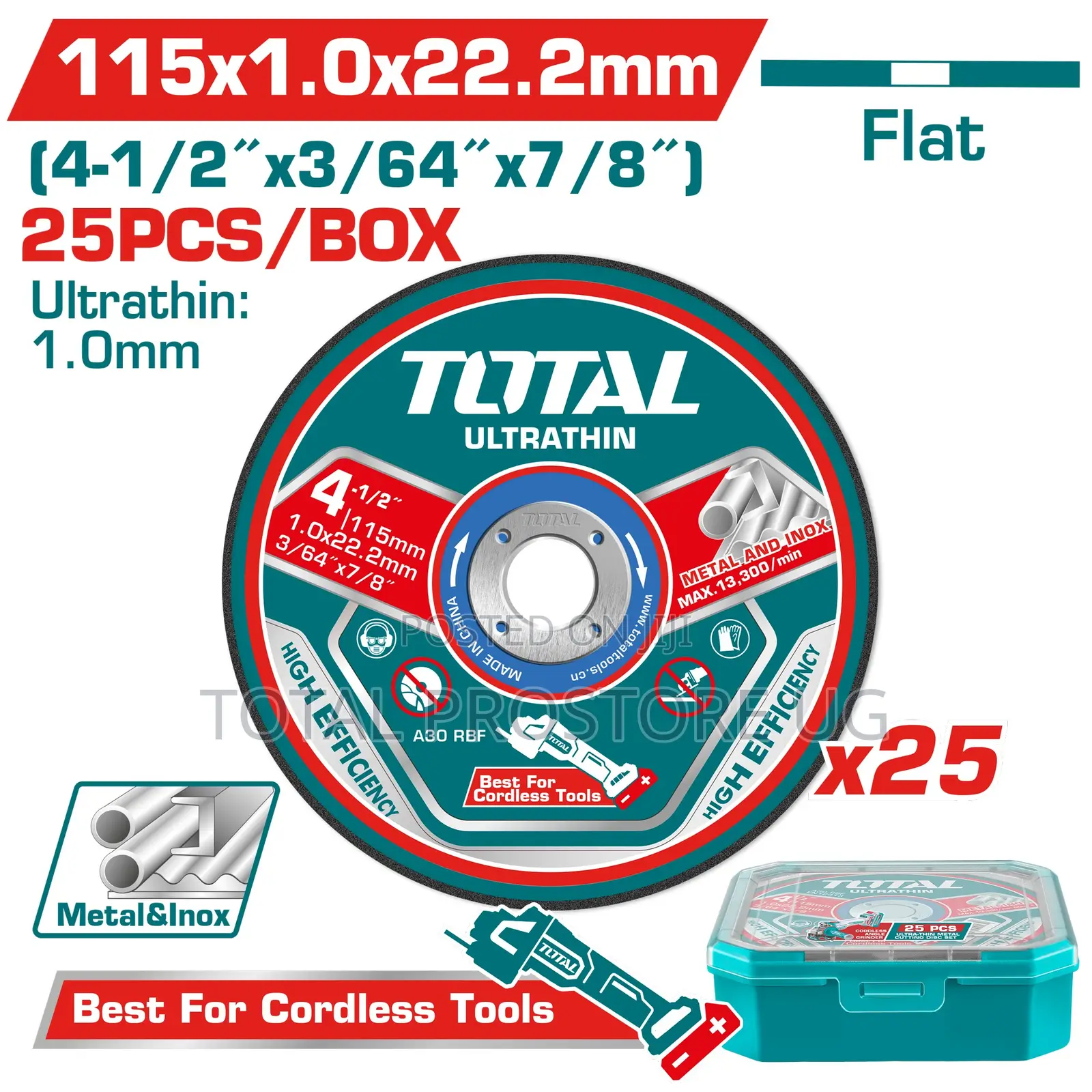 25 PCS Ultra-Thin Metal Cutting Disc Set 115x1.0x22.2mm