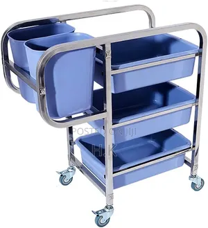 Commercial Stainless Steel Bussing and Dish-Collecting Trolley