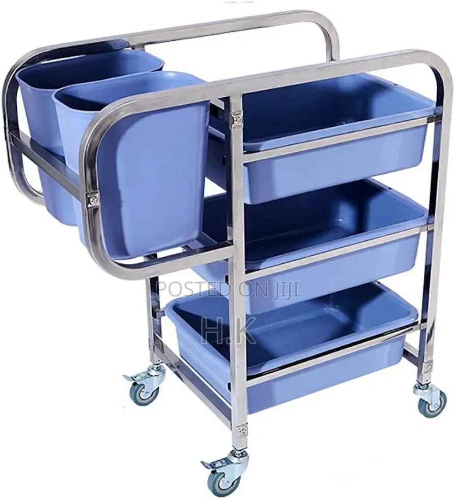 Commercial Stainless Steel Bussing and Dish-Collecting Trolley