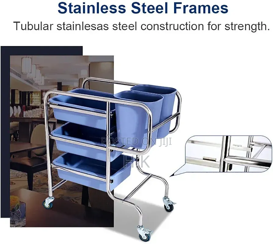 Commercial Stainless Steel Bussing and Dish-Collecting Trolley